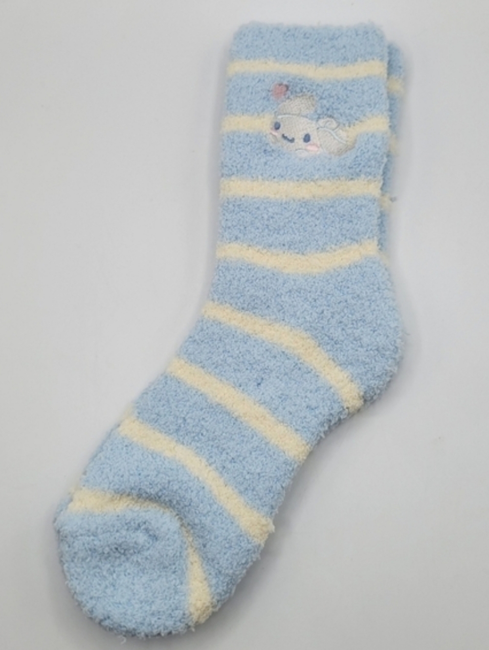 Sanrio Cinnamoroll Fuzzy Blue White Striped Cozy Socks